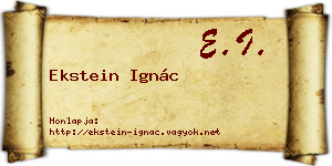 Ekstein Ignác névjegykártya